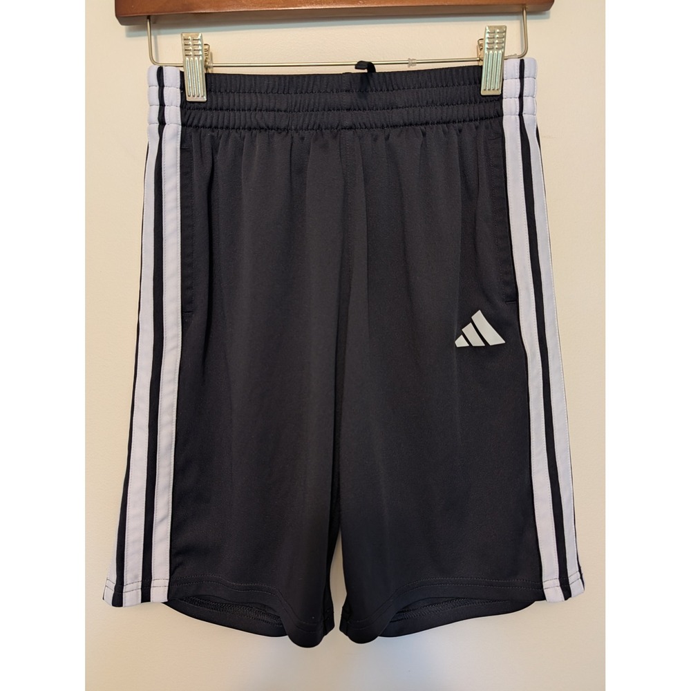 adidas 3-Stripes Knit Athletic Shorts Black Boys L 14/16 Youth (fits 24x8)